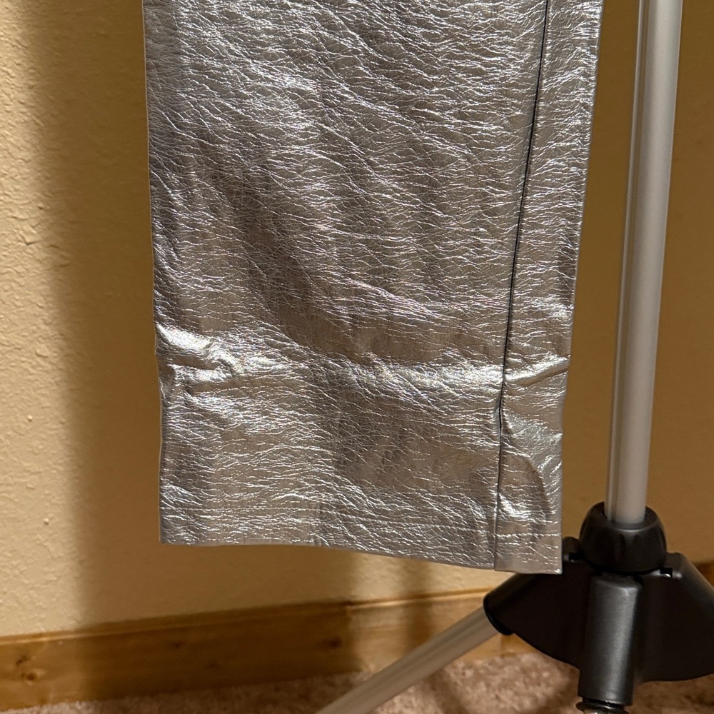 Shiny Silver Pants by Idem Ditto women’s size medium straight legs soft interior - Picture 5 of 11